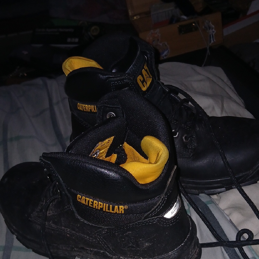 Caterpillar Black and Yellow Athletic Shoes